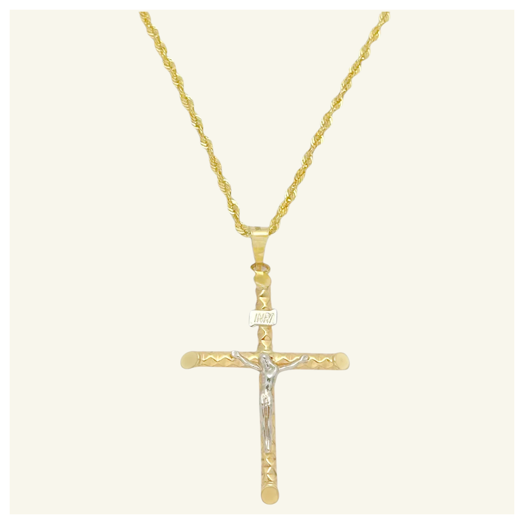 COLLAR TORSAL CRISTO CRUZ DIAMANTADA ORO 10K