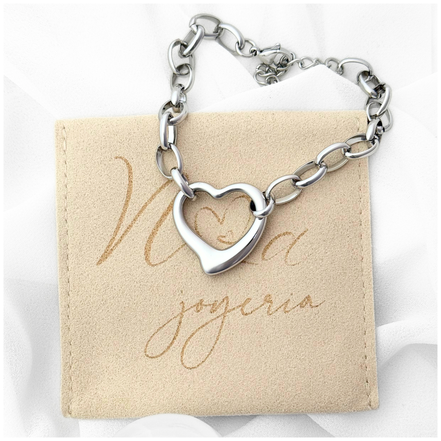 PULSERA CORAZON CADENA ACERO