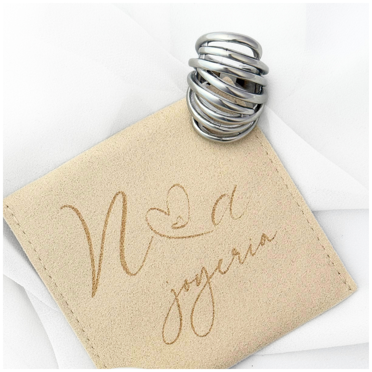 ANILLO LINEAS CALADO ACERO