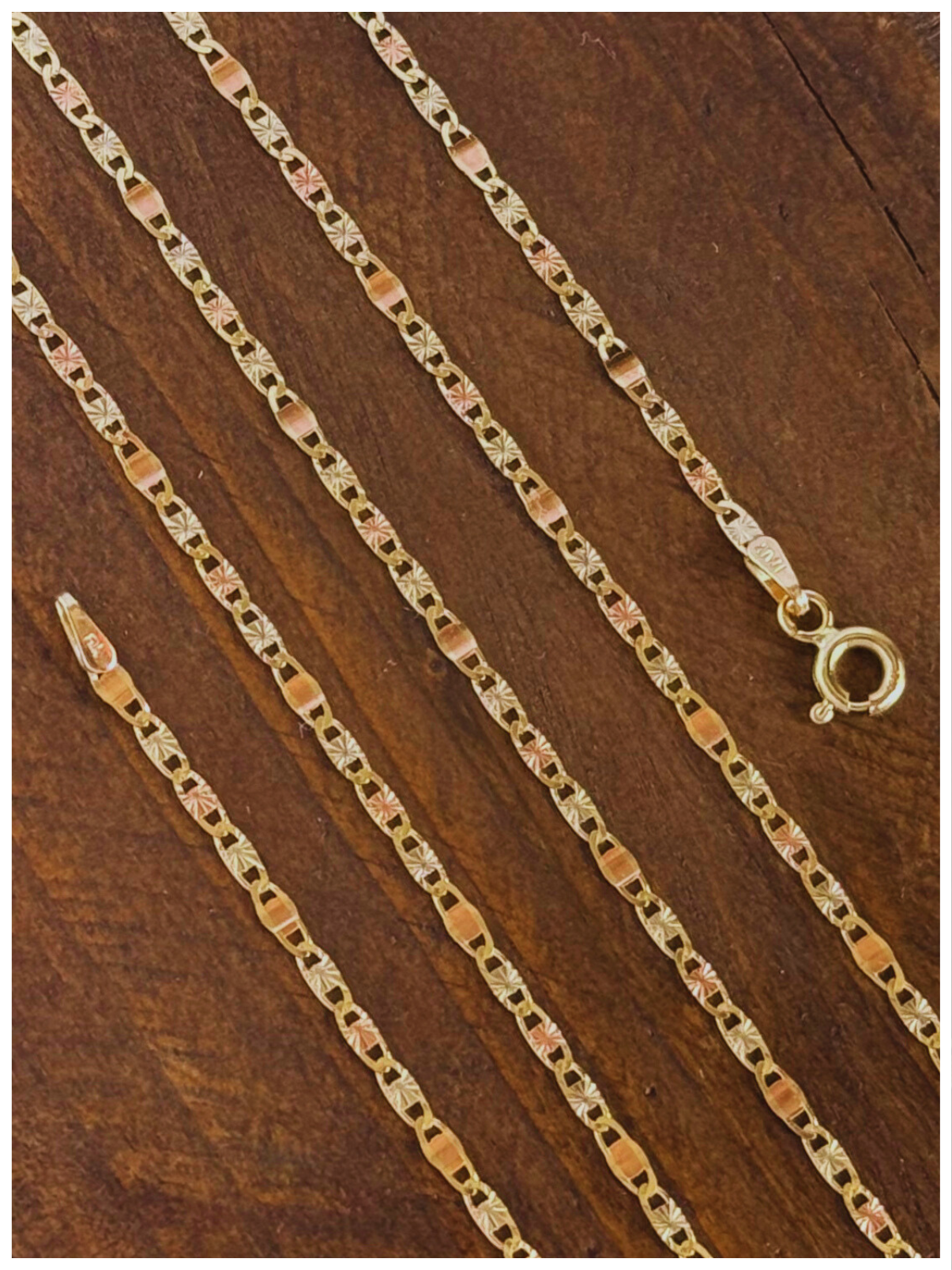 10K GOLD TRI-COLOR DIAMOND CUT CHAIN