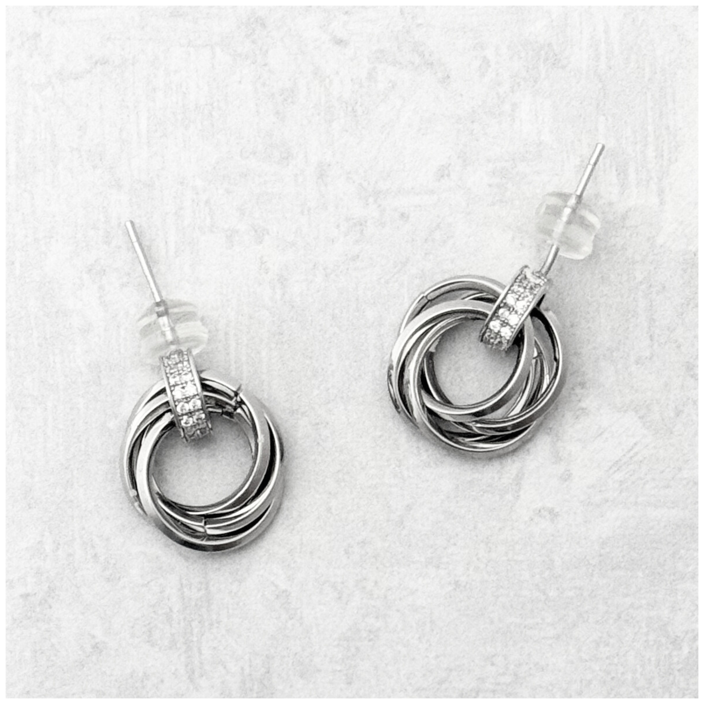 ARETE AROS CON CIRCONIA BLANCO CHAPA