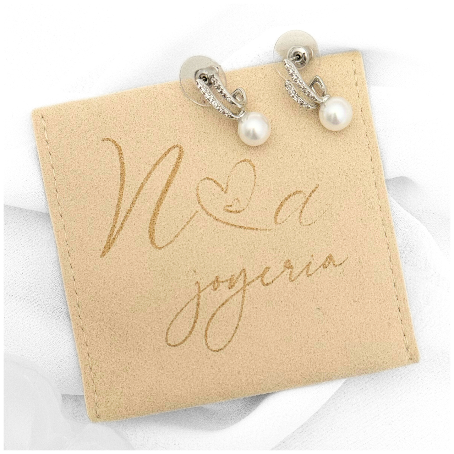 ARETE DOS BARRAS PERLA ORO LAMINADO BLANCO