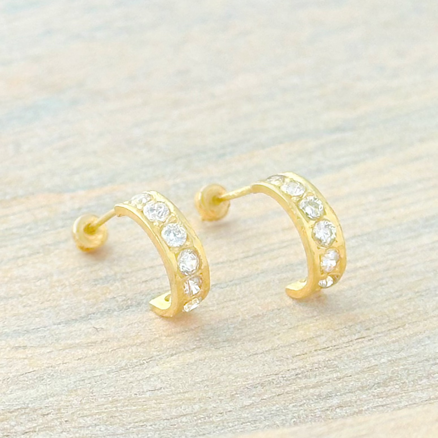BROQUEL ARRACADA BISEL ZIRCONIA ORO 10K