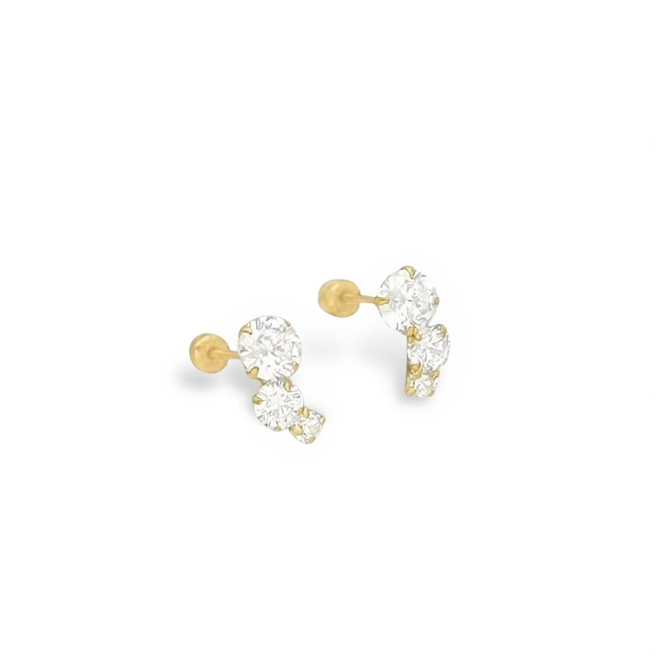BROQUEL TRES ZIRCONIAS ORO 10K