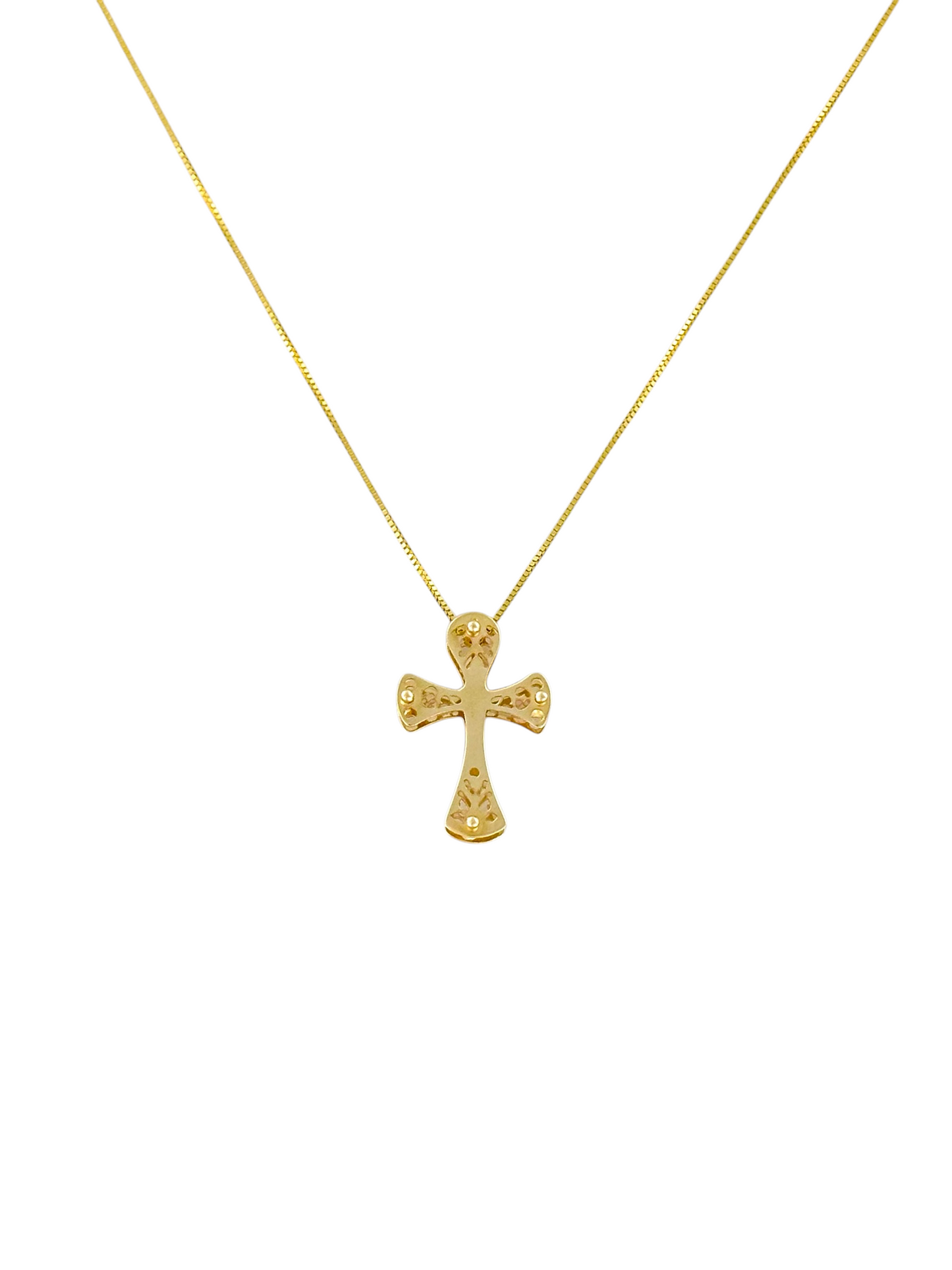 COLLAR CRUZ CALADA ORO 14K