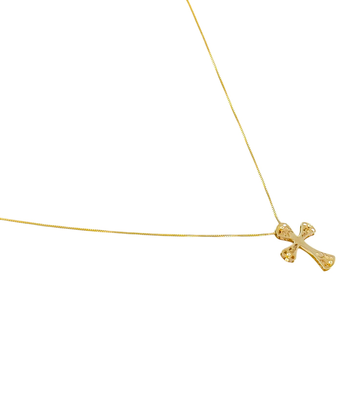 COLLAR CRUZ CALADA ORO 14K