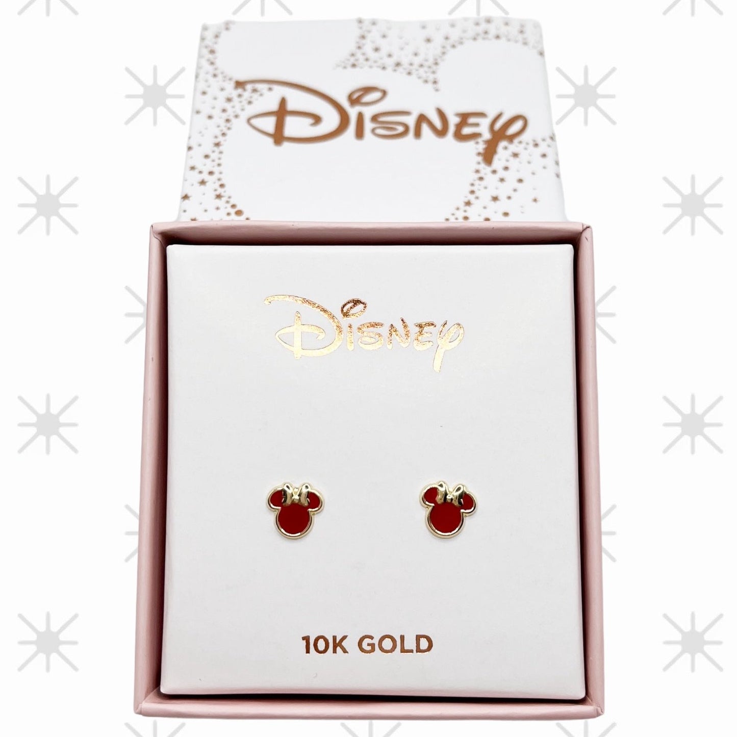 BROQUEL MIMI ESMALTADA ROJA DISNEY ORO 10K