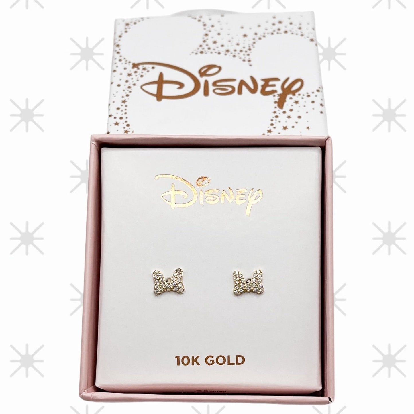 BROQUEL MINNIE MOÑO ZIRCONIA DISNEY ORO 10K