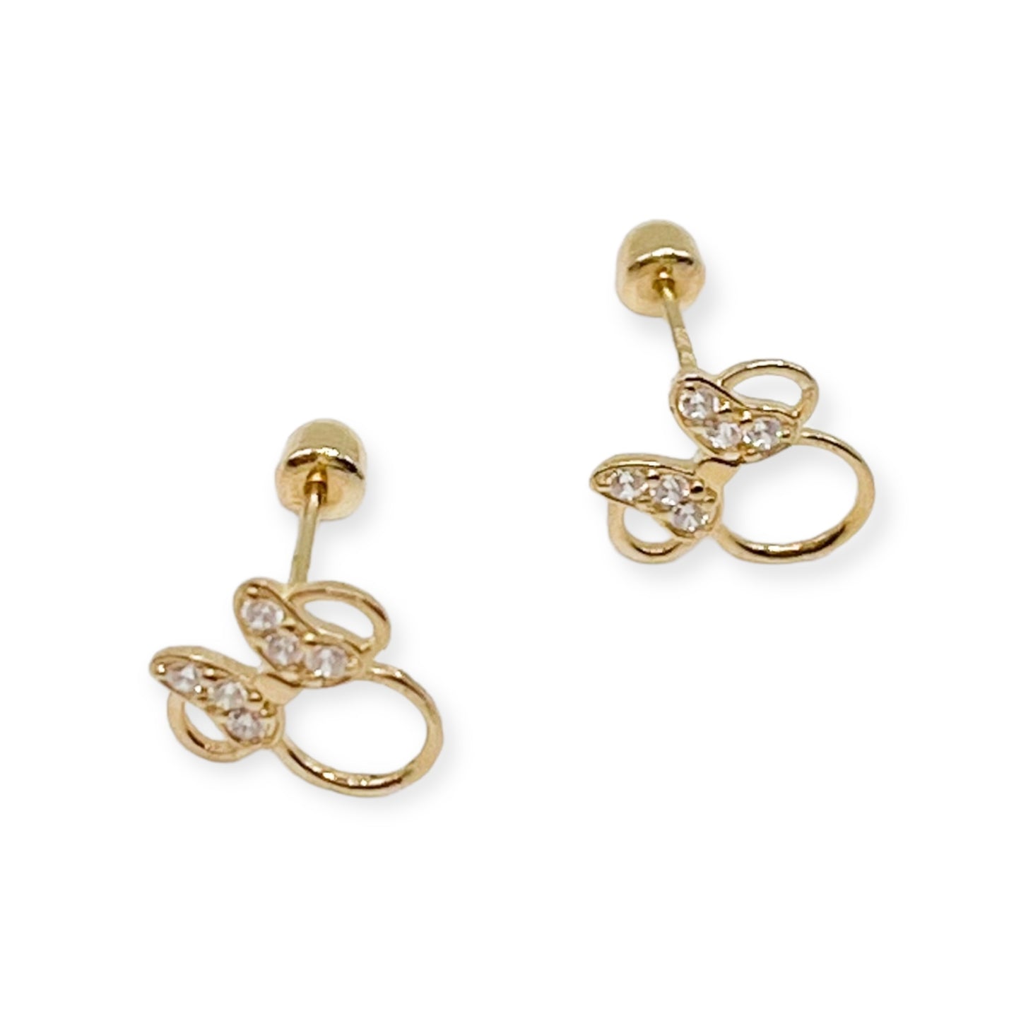 BROQUEL MINNIE MOÑO ZIRCONIA DISNEY ORO 10K