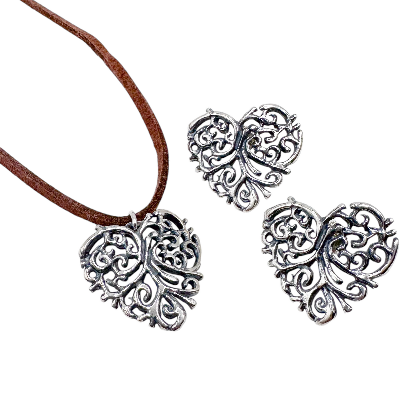 SET CORAZON GUIAS PLATA .925