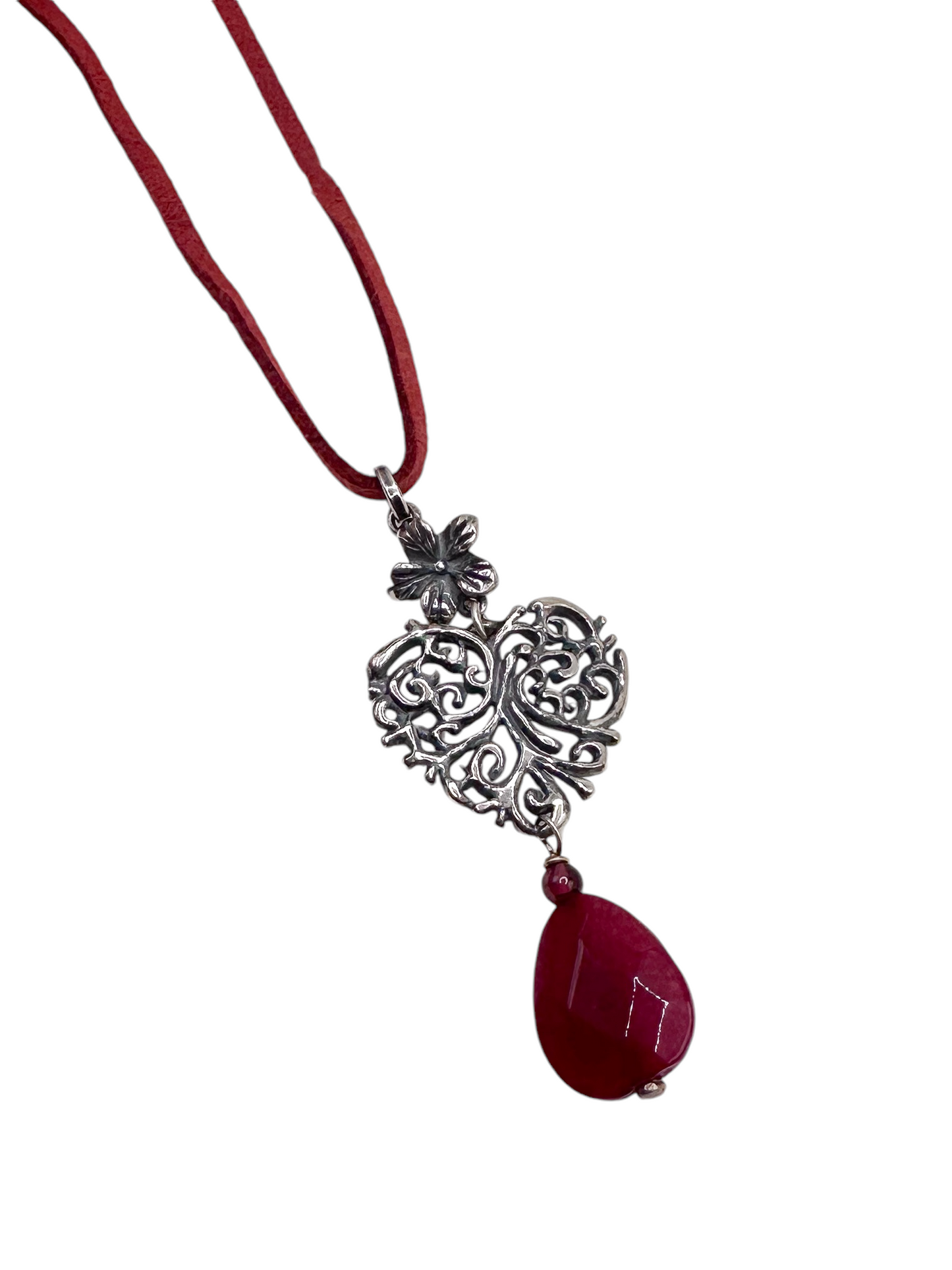 DIJE CORAZON GUIA PIEDRA AGATA PLATA .925