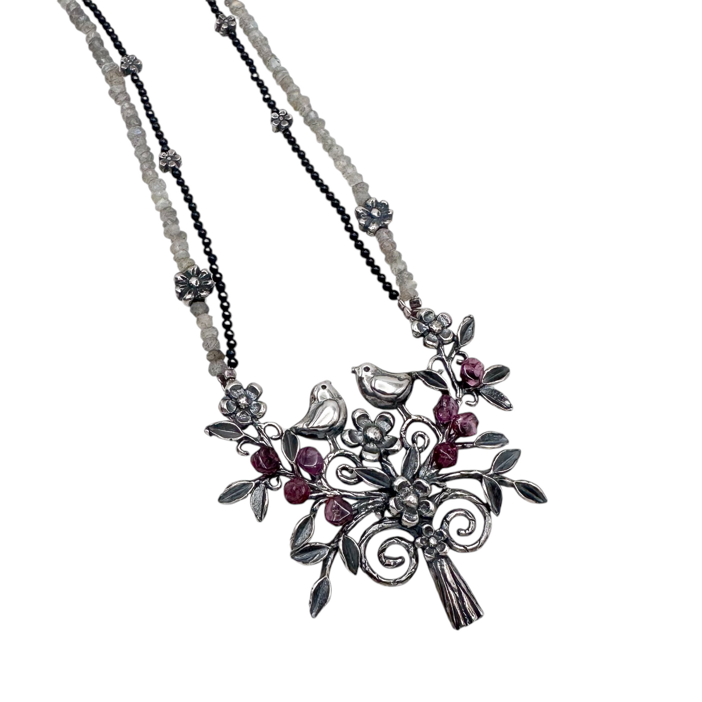 SET ARBOL AMISTAD GRANATE PLATA .925