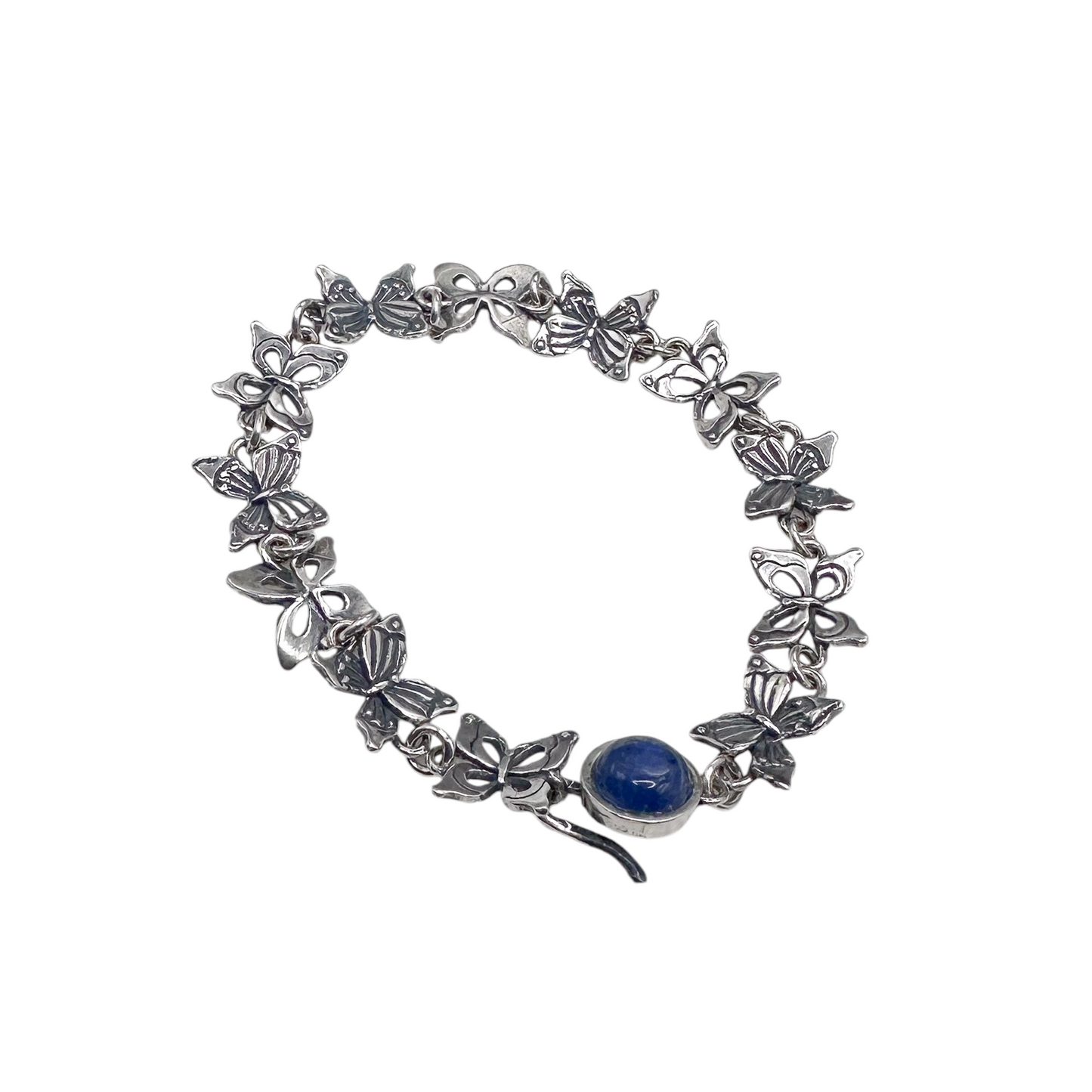 PULSERA MARIPOSAS PIEDRA KYANITA PLATA .925