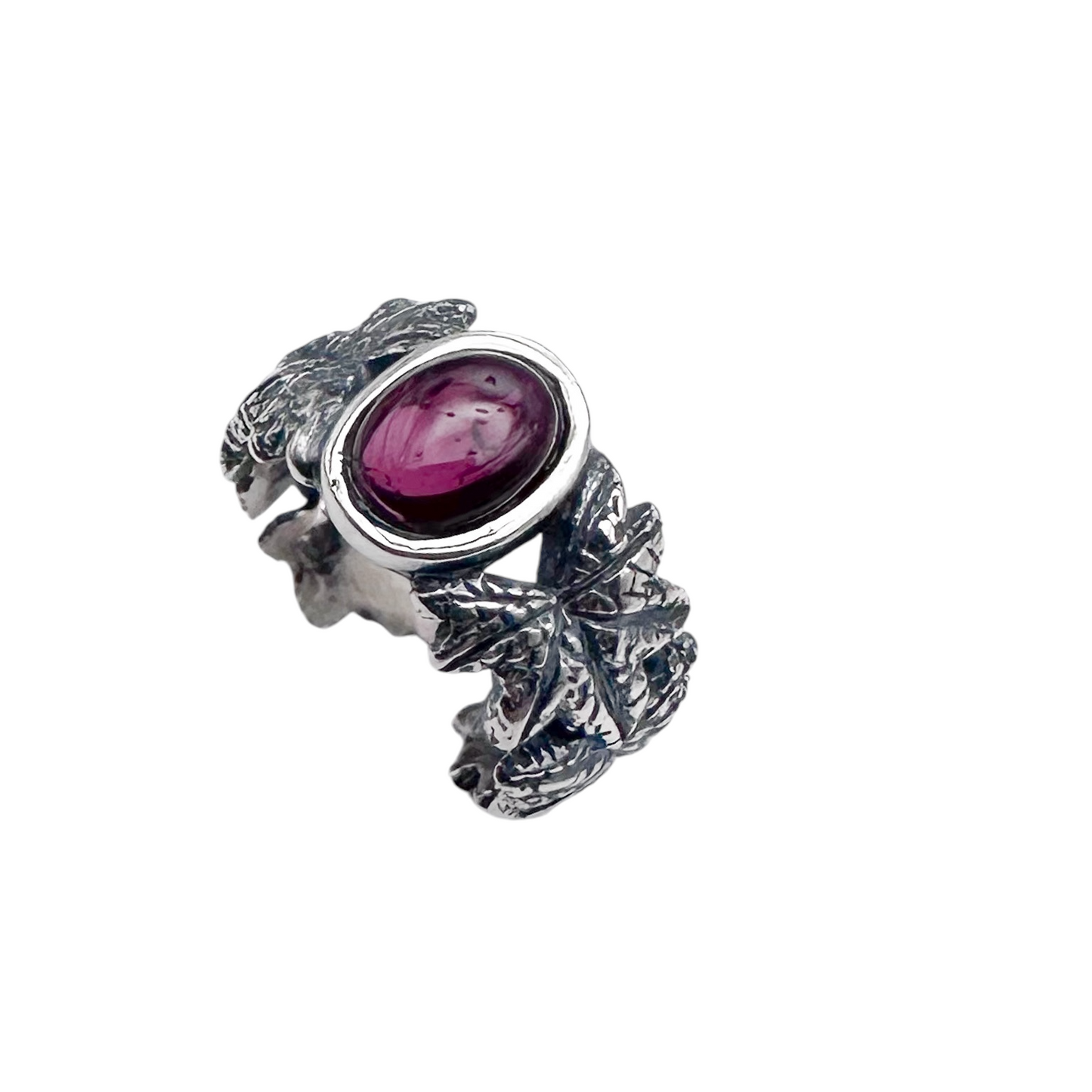 ANILLO HOJA DE PARRA UVAS PLATA .925