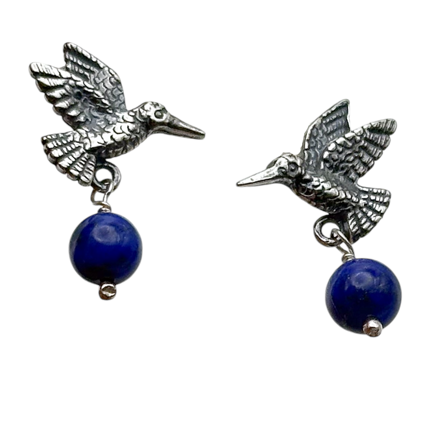 ARETE COLIBRI LAPISLAZULI COLGANTE PLATA .925