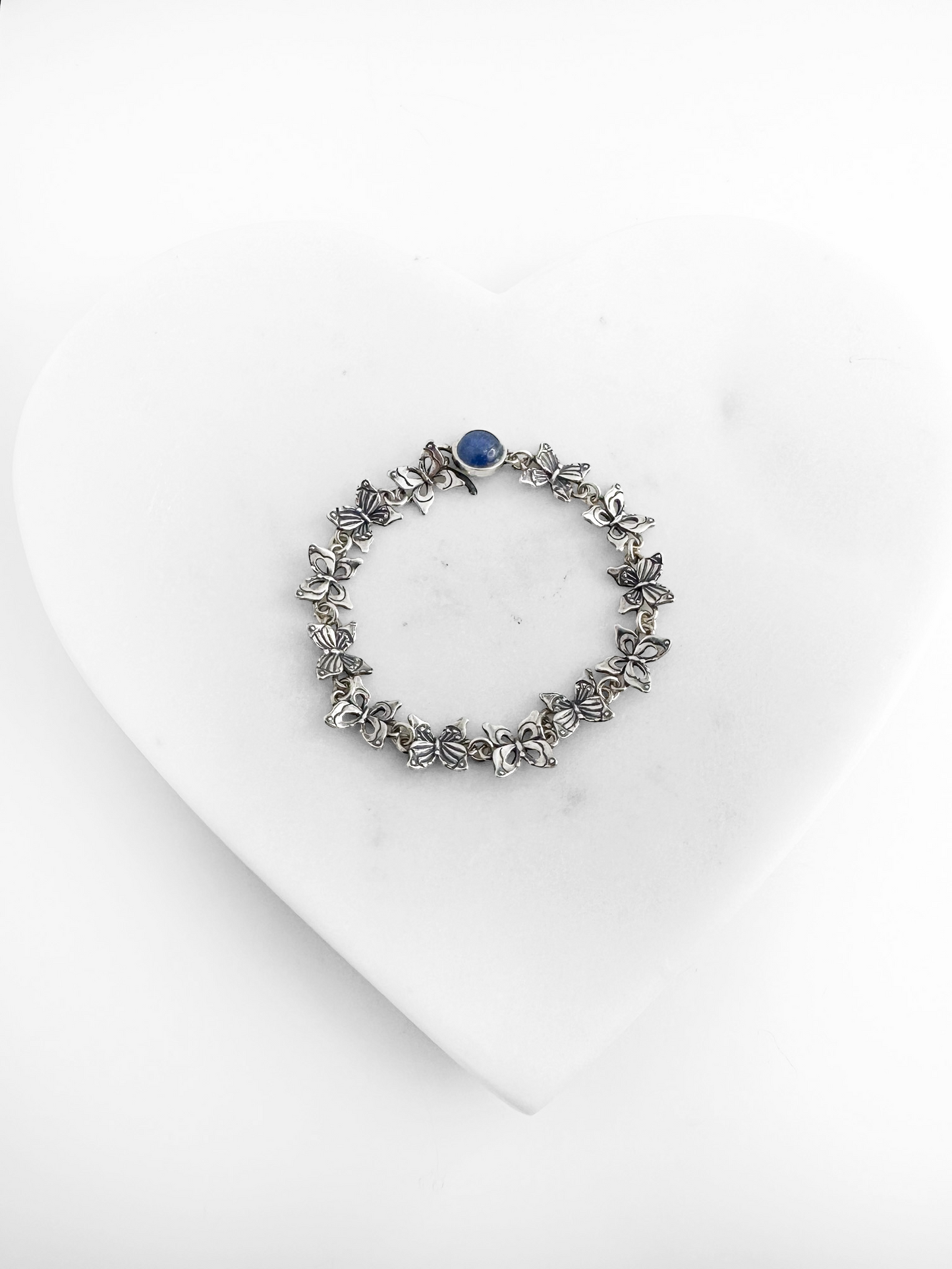PULSERA MARIPOSAS PIEDRA KYANITA PLATA .925
