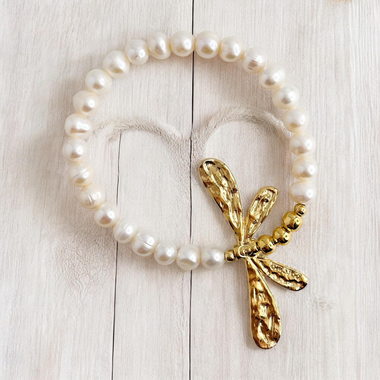 PULSERA LIBELULA PERLA CHAPA
