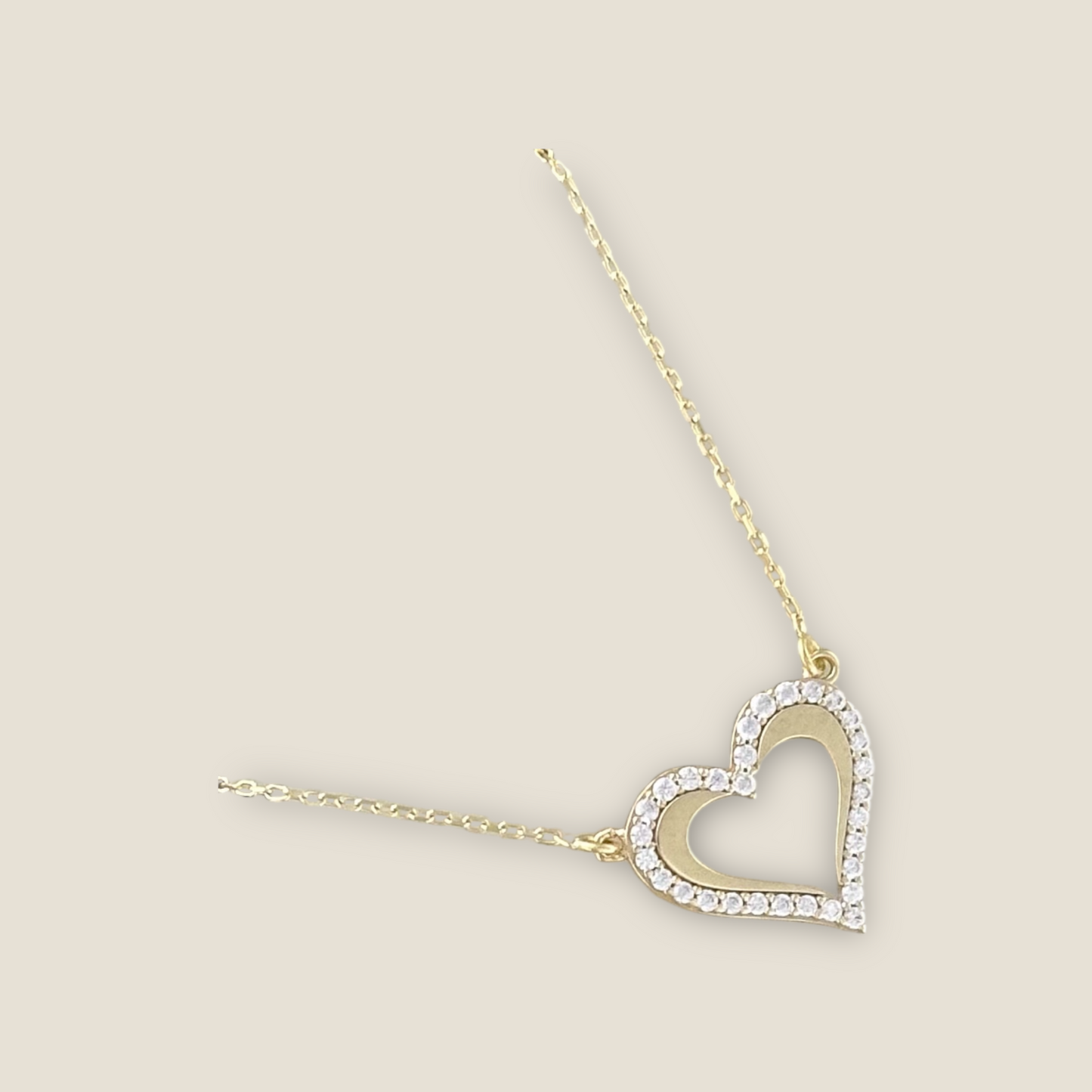 COLLAR DOBLE CORAZON CIRCONIA ORO 10K