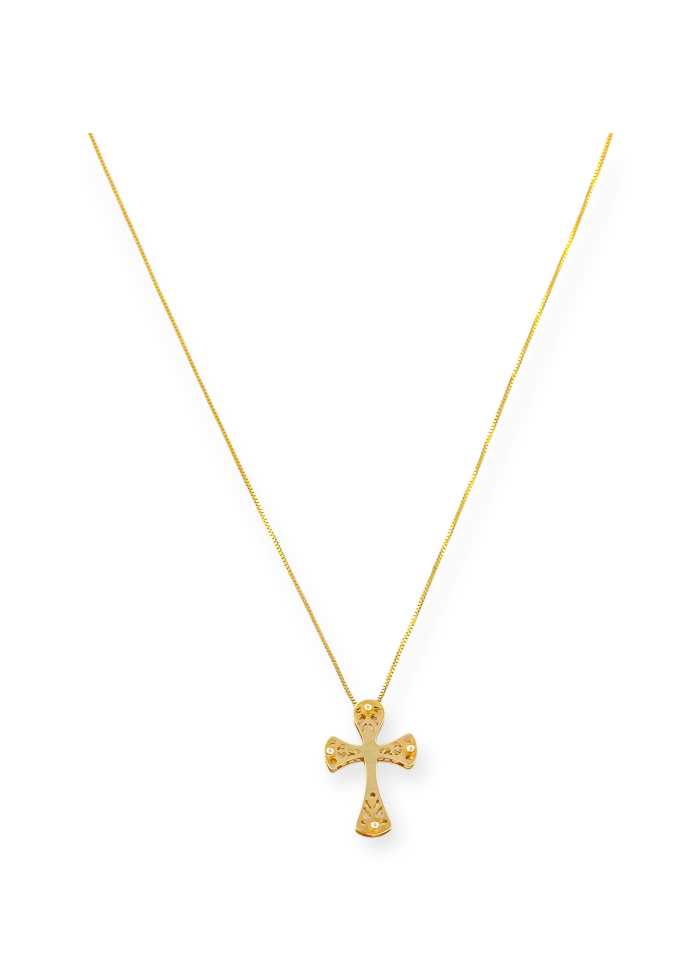 COLLAR CRUZ CALADA ORO 14K
