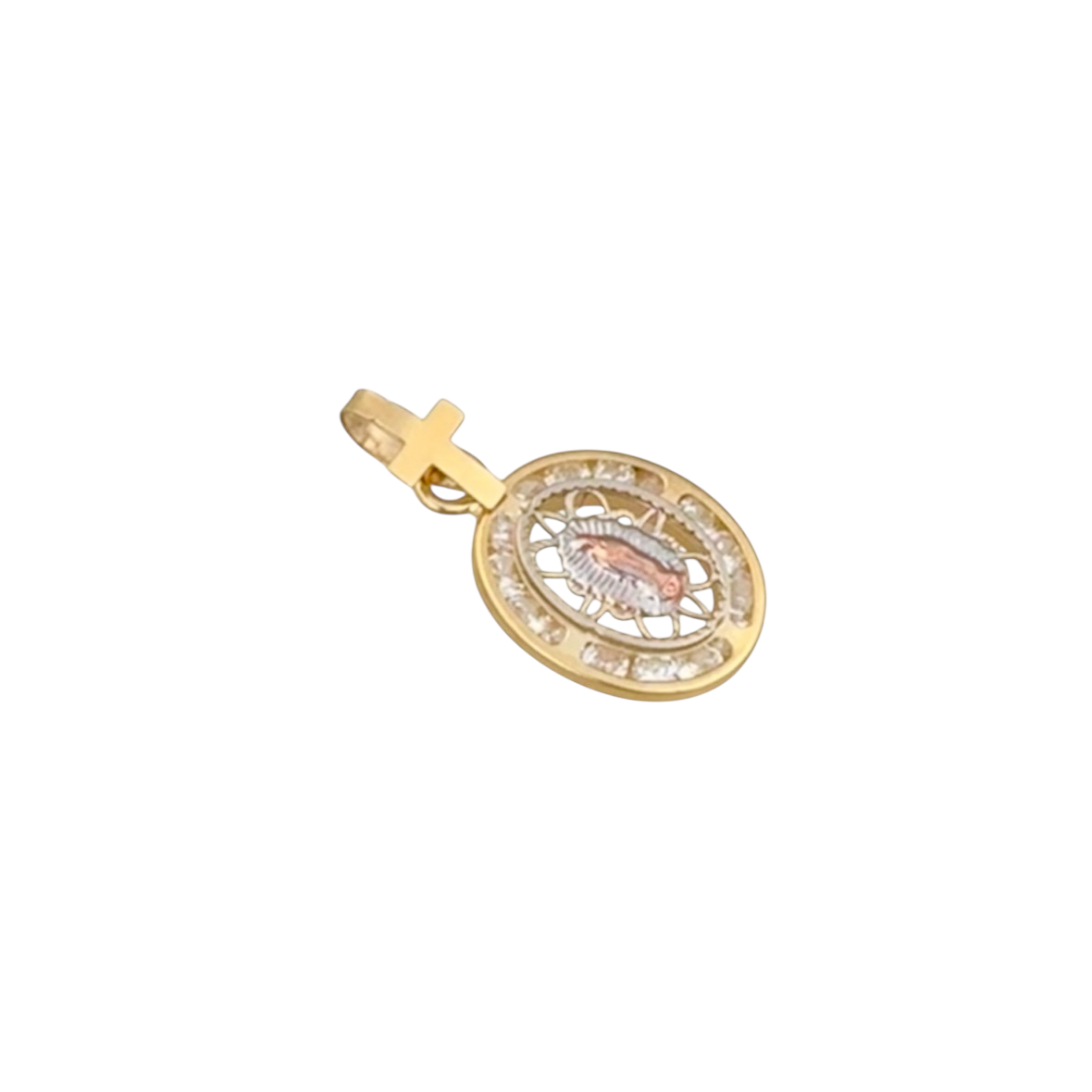 MEDALLA VIRGEN DE GUADALUPE CALADA ASA CRUZ ORO 10K