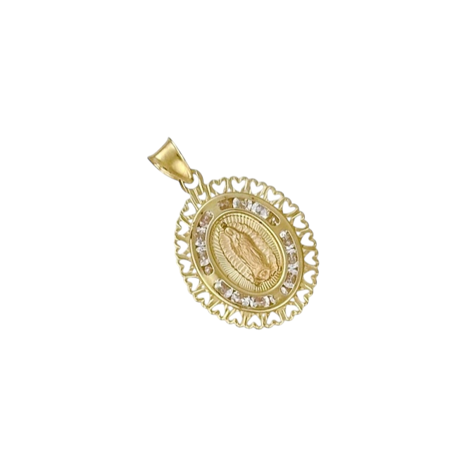 MEDALLA VIRGEN DE GUADALUPE OVAL B CORAZON ORO 10K