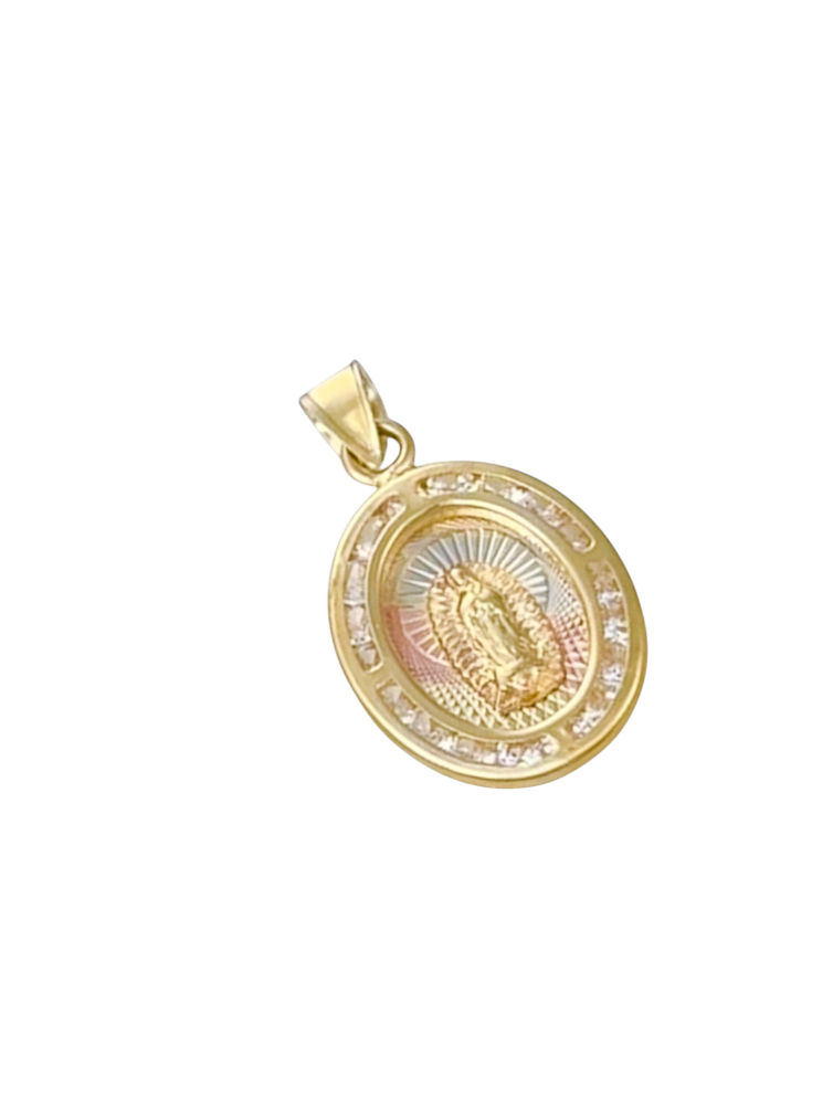 MEDALLA VIRGEN DE GUADALUPE OVAL DIAM ZIRCONIA 10K