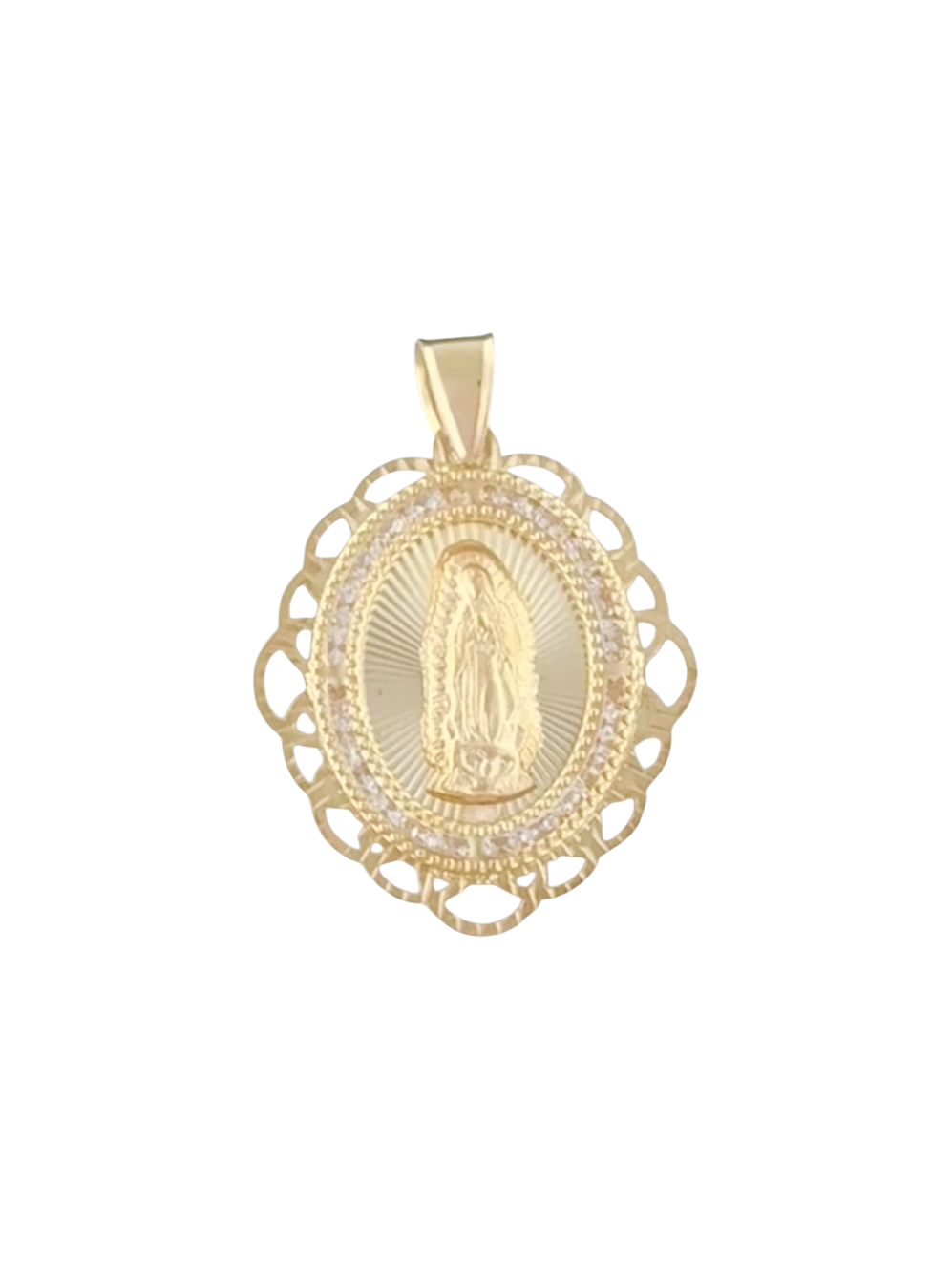 MEDALLA VIRGEN DE GUADALUPE BISEL ONDAS ORO 10K