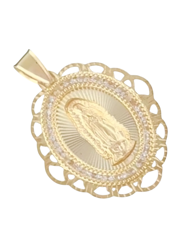 MEDALLA VIRGEN DE GUADALUPE BISEL ONDAS ORO 10K