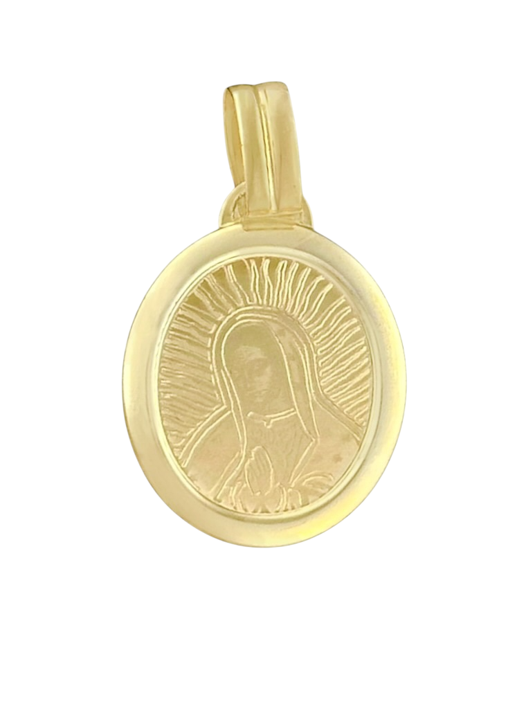 MEDALLA VIRGEN DE GUADALUPE OVAL LASER ORO 10K