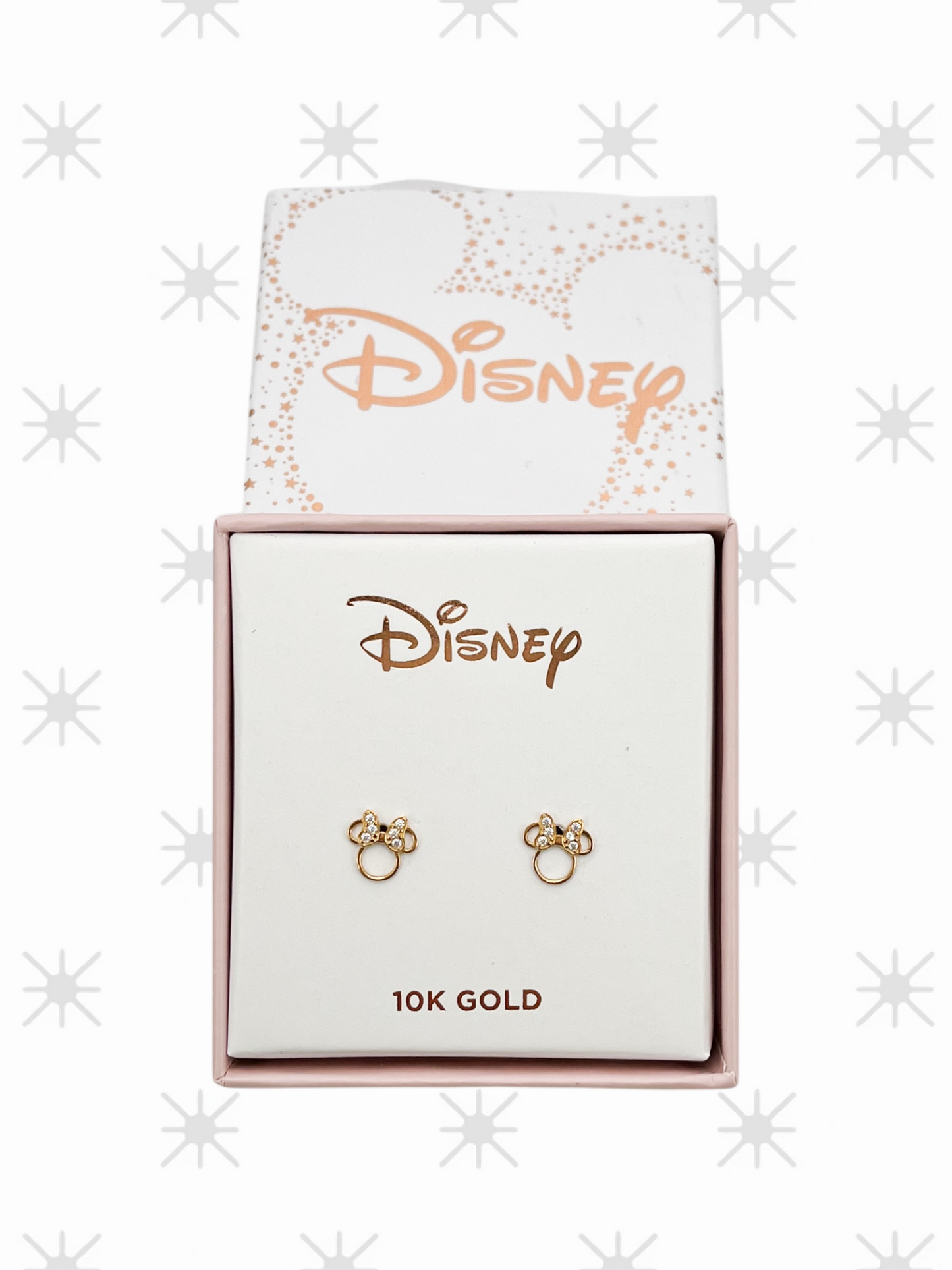 BROQUEL MINNIE MOÑO ZIRCONIA DISNEY ORO 10K