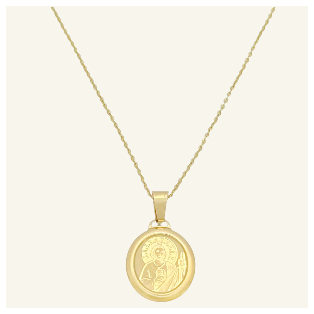 COLLAR ANCLA MEDALLA SAN JUDAS TADEO ORO 10K
