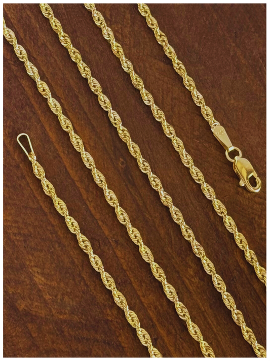 10K GOLD CUT ROPE HOLLOW CHAIN 