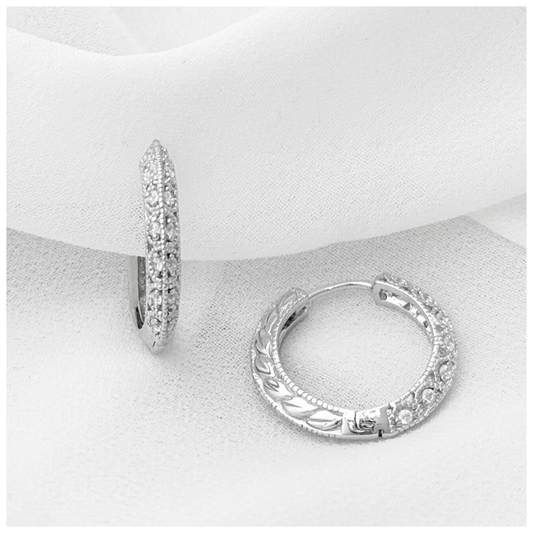 ARETE CON CIRCONIA PAVE PLATA .925 RODIO