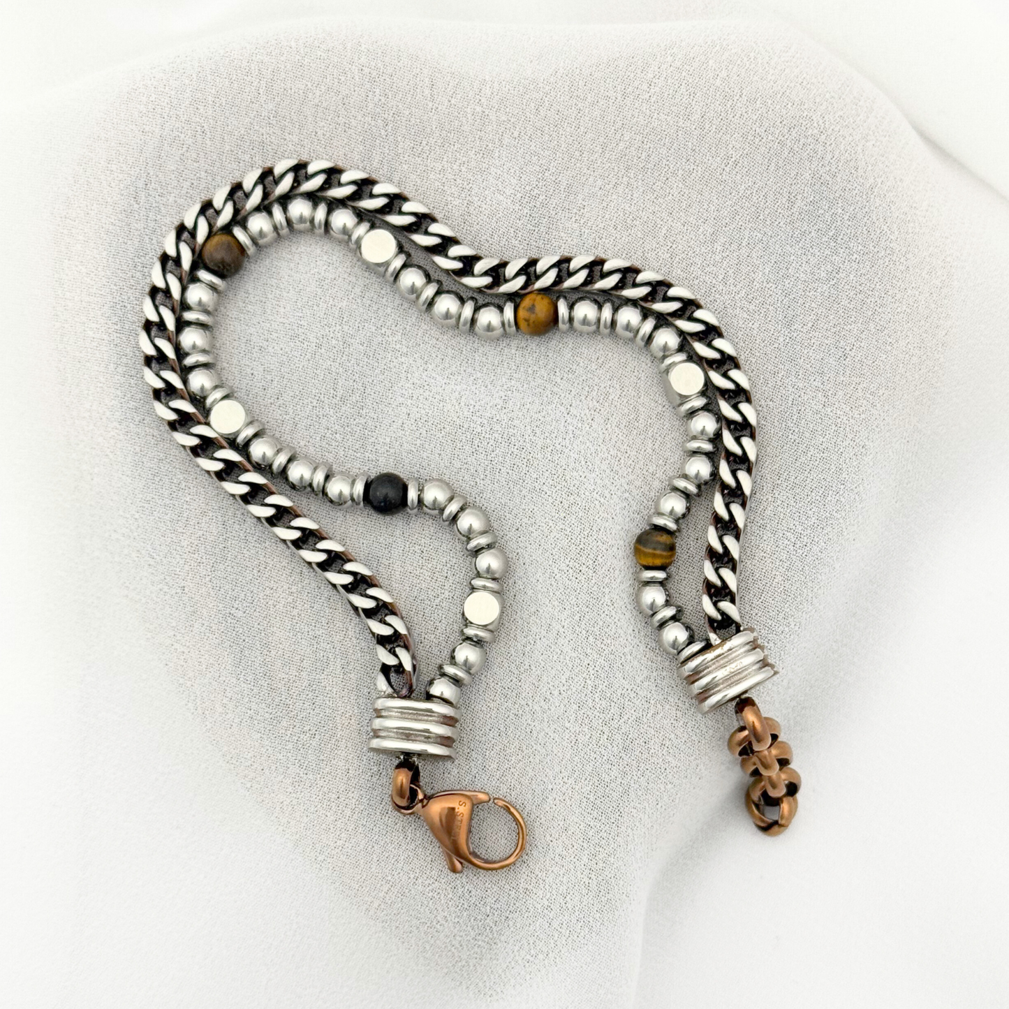 PULSERA ACERO 2 CADENAS PN CABALLERO