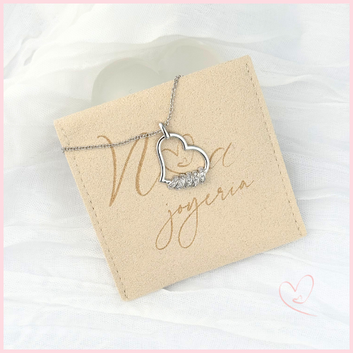 CADENA CORAZON CON PIEDRA PLATA .925 RODIO