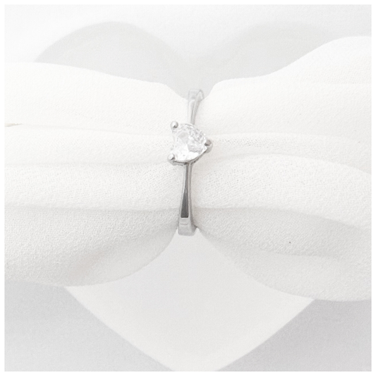 ANILLO SOLITARIO CORAZON CIRCONIA PLATA .925 RODIO