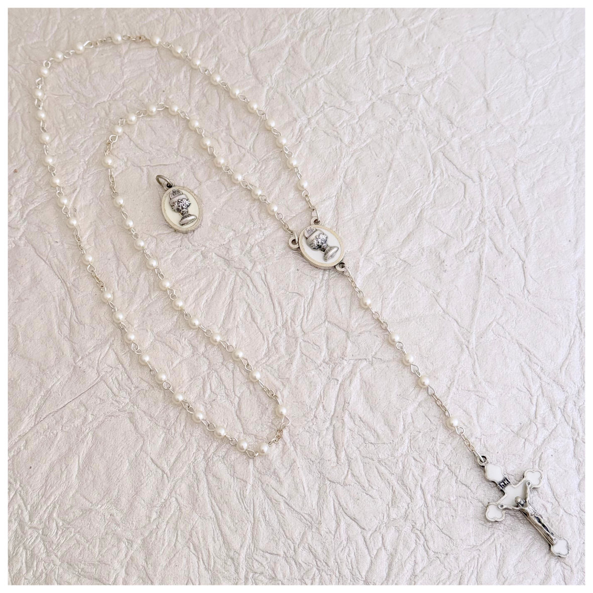 ROSARIO PERLA Y MEDALLA PRIMERA COMUNION