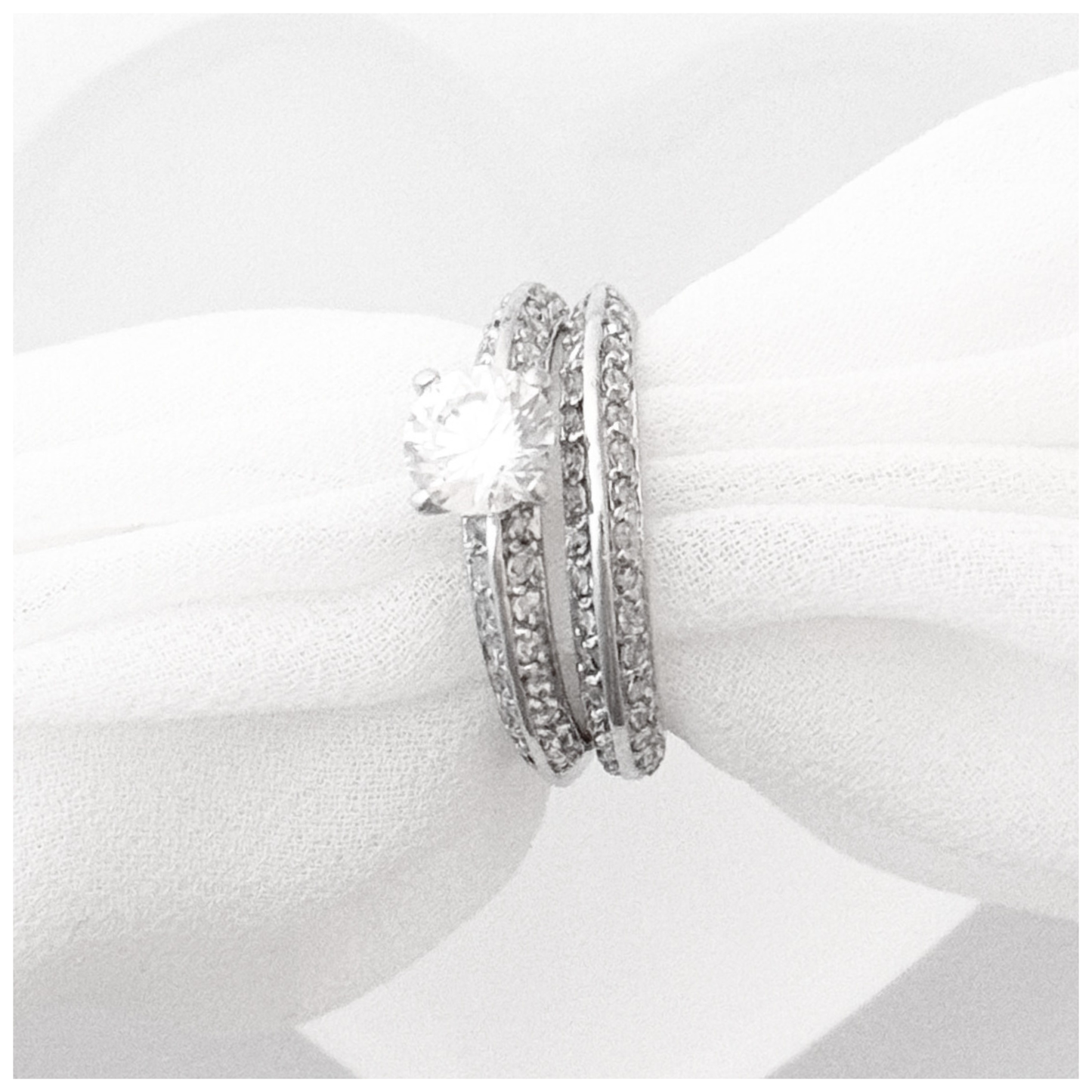 ANILLO SOLITTARIO DOBLE CON CIRCONIAS PLATA .925 RODIO