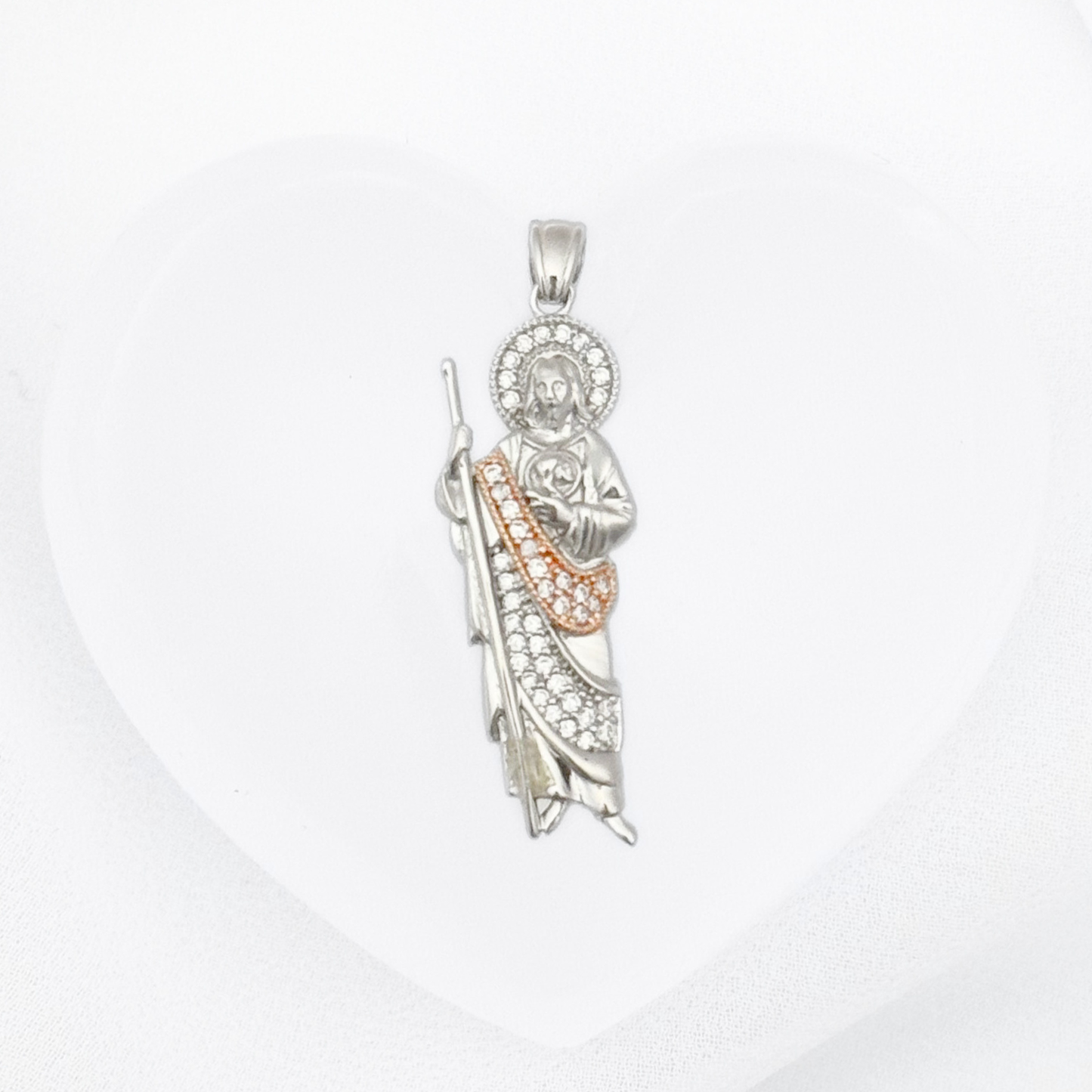 DIJE SAN JUDAS TADEO CIRCONIAS PLATA .925