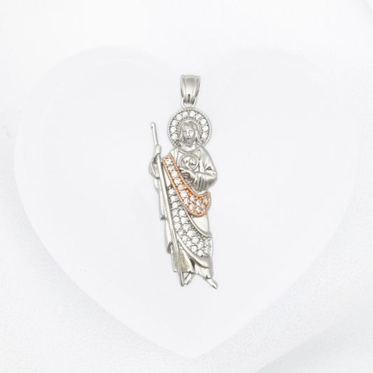 DIJE SAN JUDAS TADEO CIRCONIAS PLATA .925