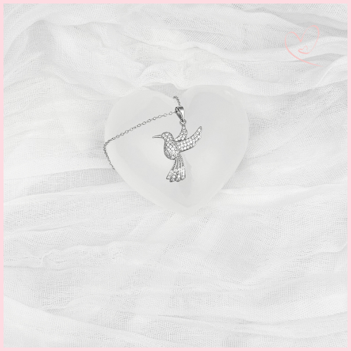 CADENA CON DIJE COLIBRI CON CIRCONIAS EN PLATA .925 RODIO