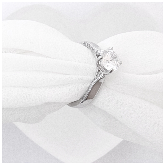 ANILLO SOLITARIO CIRCONIA PLATA .925 RODIO