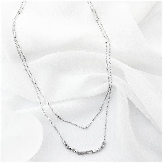 GARGANTILLA DOBLE BARRA CUBO ACERO