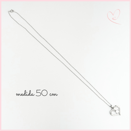 CADENA Y DIJE CORAZON CIRCONIAS PLATA .925 RODIO