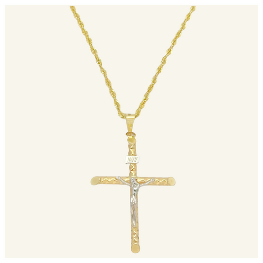 COLLAR TORSAL CRISTO CRUZ DIAMANTADA ORO 10K
