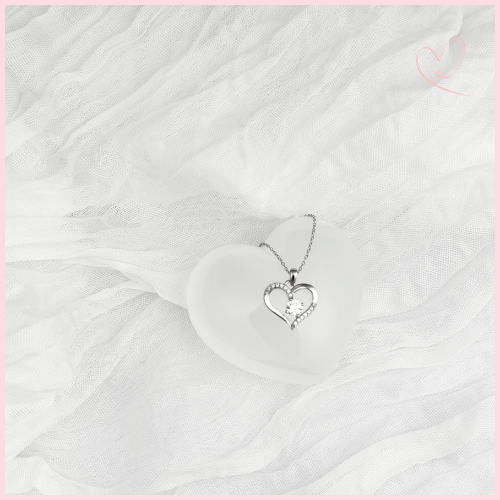 CADENA Y DIJE CORAZON CIRCONIAS PLATA .925 RODIO