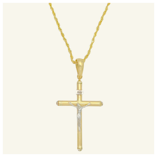 COLLAR TORSAL CRISTO ZIRCONIA ORO 10K