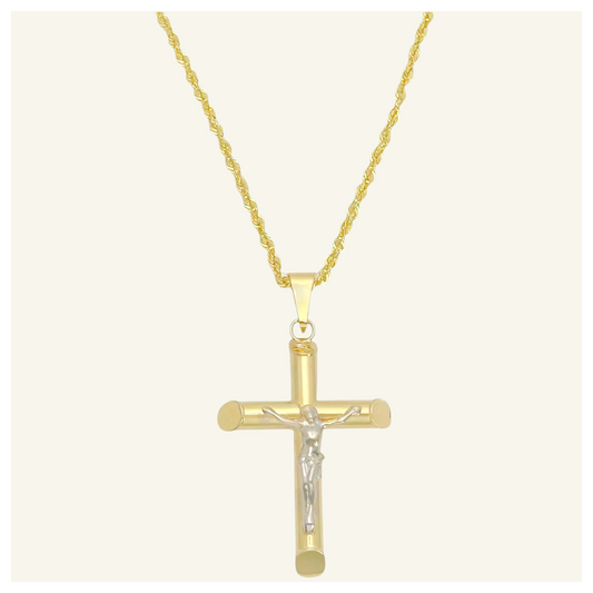 COLLAR TORSAL CRISTO CRUZ LISA 3 ORO 10K