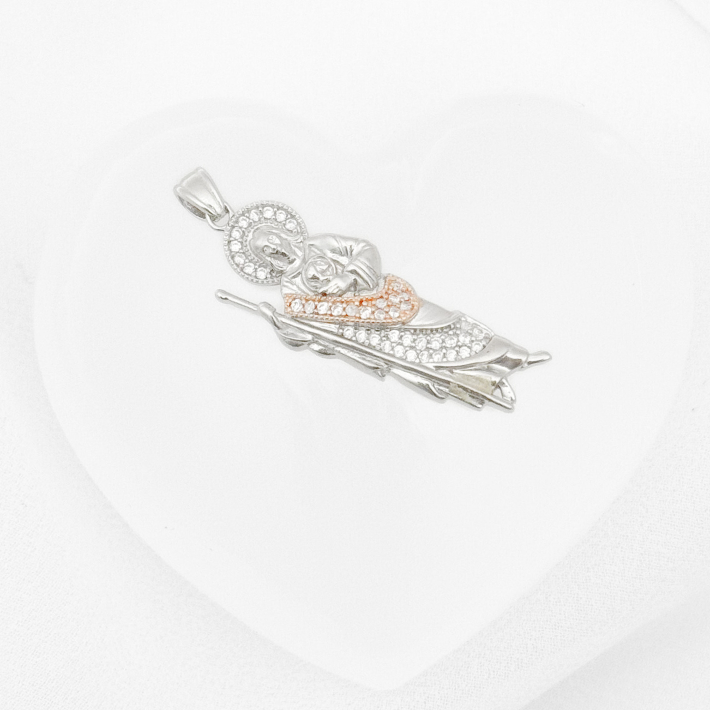 DIJE SAN JUDAS TADEO CIRCONIAS PLATA .925