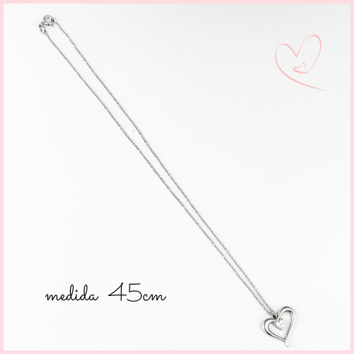 CADENA Y DIJE  CORAZON LISO CIRCONIA CORAZON PLATA.925